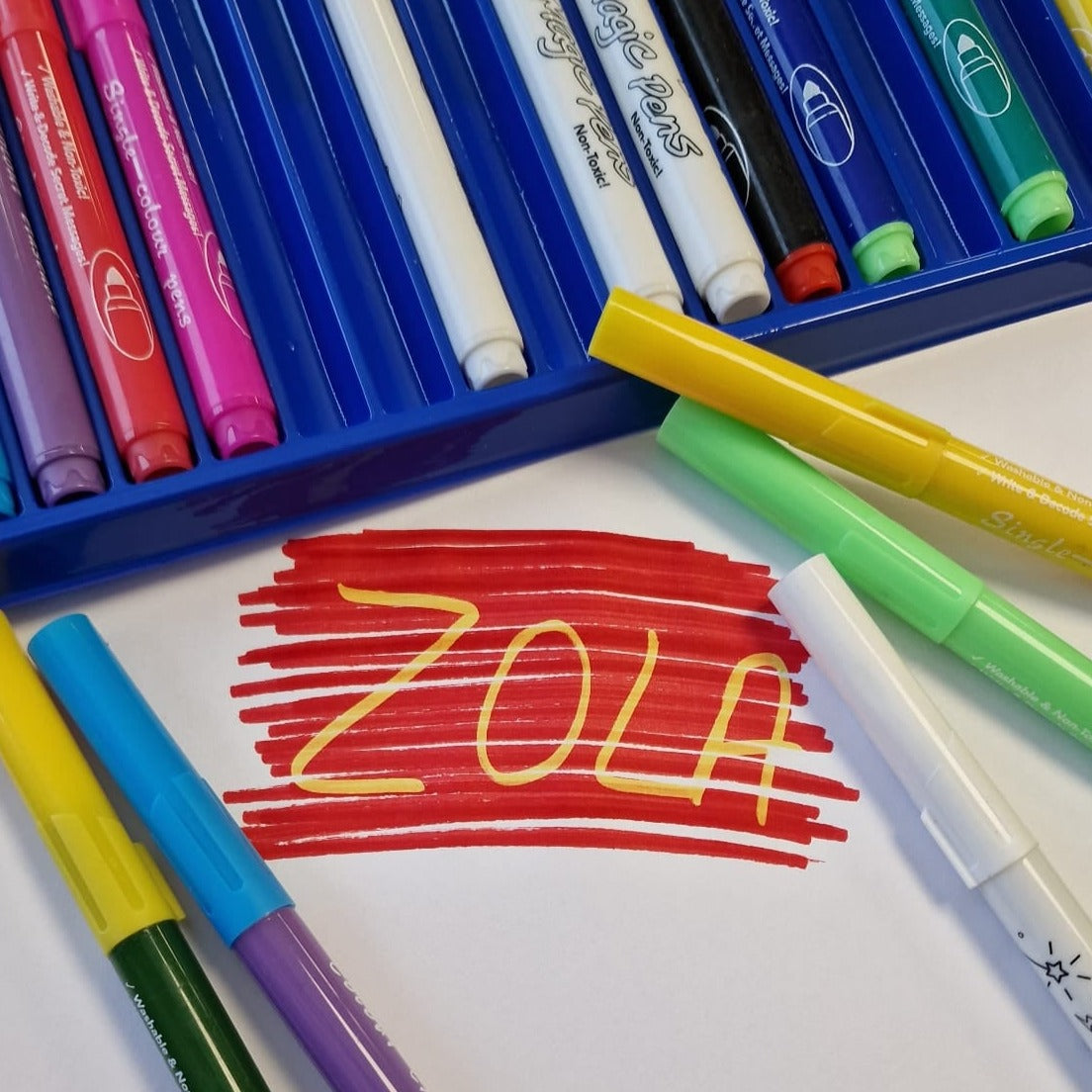 Set 25 Carioci magice, Zola, sterge sau isi schimba culoare, varf conic, multicolore Set 25 Carioci magice, Zola, sterge sau isi schimba culoare, varf conic, multicolore